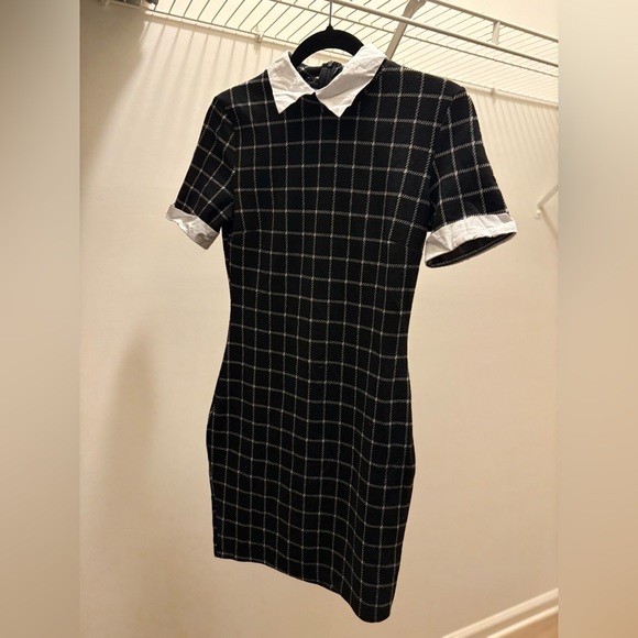 Black and White Checkered Women's Dress - Picture 4 of 6